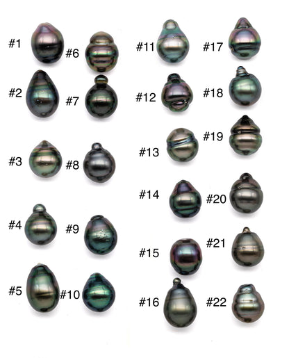 Single Tahitian Pearl Loose Tear drops Dark Color with High Luster and Blemishes, One Piece Undrilled Loose Pearls in 11-11.5mm, SKU# 1073TH