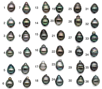 Single Black Pearl Natural Color Loose Teardrops with High Luster and Blemishes, One Piece Tahitian Undrilled Pearls 11-11.5mm, SKU# 1074TH