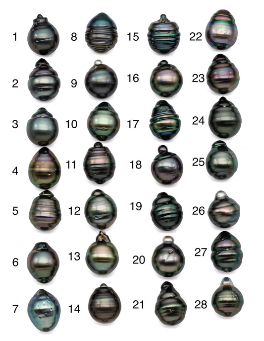 Single 11mm Black Tahitian Pearl Teardrops Circle Natural Color, Beautiful Luster and Blemishes Loose One Piece Undrilled Pearl, SKU#1085TH
