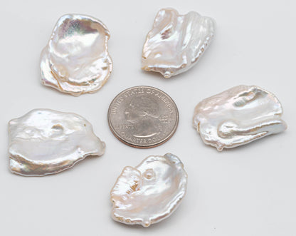 XL Cornflake Freshwater Pearl in White with Very Nice Luster and Quality,  Keshi Pearl Beads in Huge Size, 1 Pcs or Full Stand SKU#1088CF