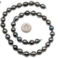 Tahitian Pearl Drops and Near Round Natural Light or Dark Color Beautiful Luster and Blemishes, Full Strand Pearl Bead 8.5-9mm, SKU#1068TH