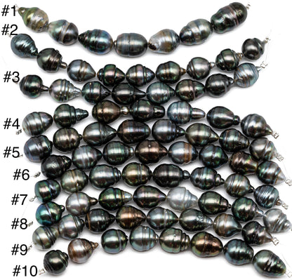 Tahitian Pearls in Multi-color Teardrop Circled with Extremely Nice Luster and Blemishes, 10-11mm in 4 Inches Strand, SKU # 1064TH
