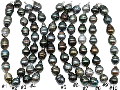 Tahitian Pearls in Multi-color Teardrop Circled with Extremely Nice Luster and Blemishes, 10-11mm in 4 Inches Strand, SKU # 1064TH