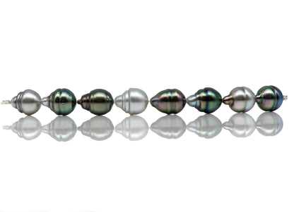 Tahitian Pearls in Multi-color Teardrop Circled with Extremely Nice Luster and Blemishes, 10-11mm in 4 Inches Strand, SKU # 1064TH