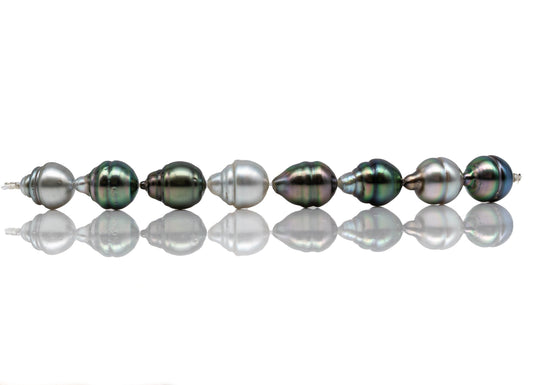 Tahitian Pearls in Multi-color Teardrop Circled with Extremely Nice Luster and Blemishes, 10-11mm in 4 Inches Strand, SKU # 1064TH