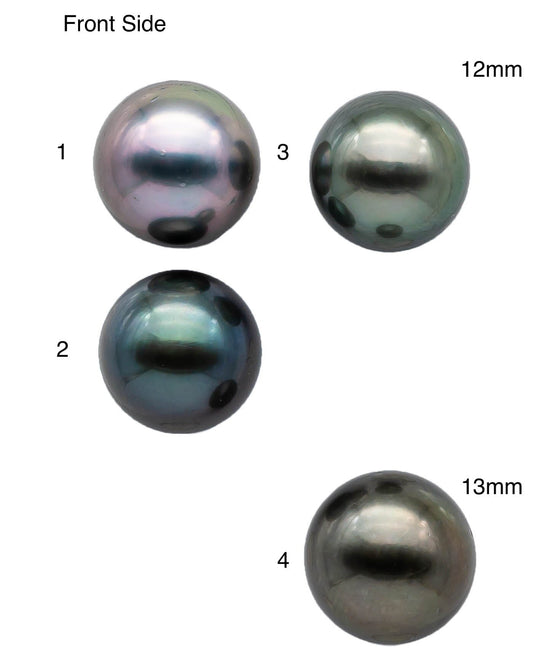 12-13mm Round Tahitian Pearl Single Piece Natural Color with Extremely Nice Luster, AAA Quality Front Side Smooth and Clean, SKU#1092TH