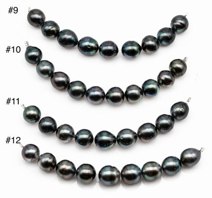 10-11mm Tahitian Pearl Near Round with Extremely Nice Luster and Blemishes, Natural Color Pearl Bead on 4 Inches Strand, SKU#1095TH