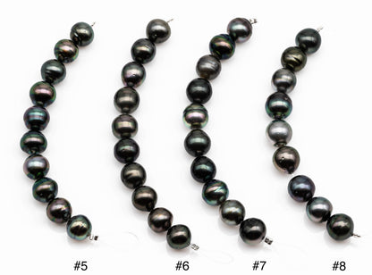 10-11mm Tahitian Pearl Near Round with Extremely Nice Luster and Blemishes, Natural Color Pearl Bead on 4 Inches Strand, SKU#1095TH