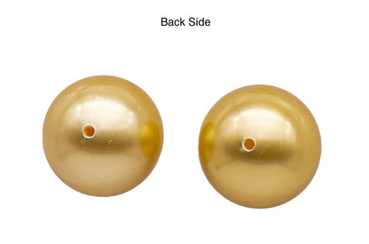 AAA Golden South Sea Pearl Round Pair for Making Earring Stud, Natural Color with Extremely Nice Luster and Clean Surface, 12mm, SKU#1093GS