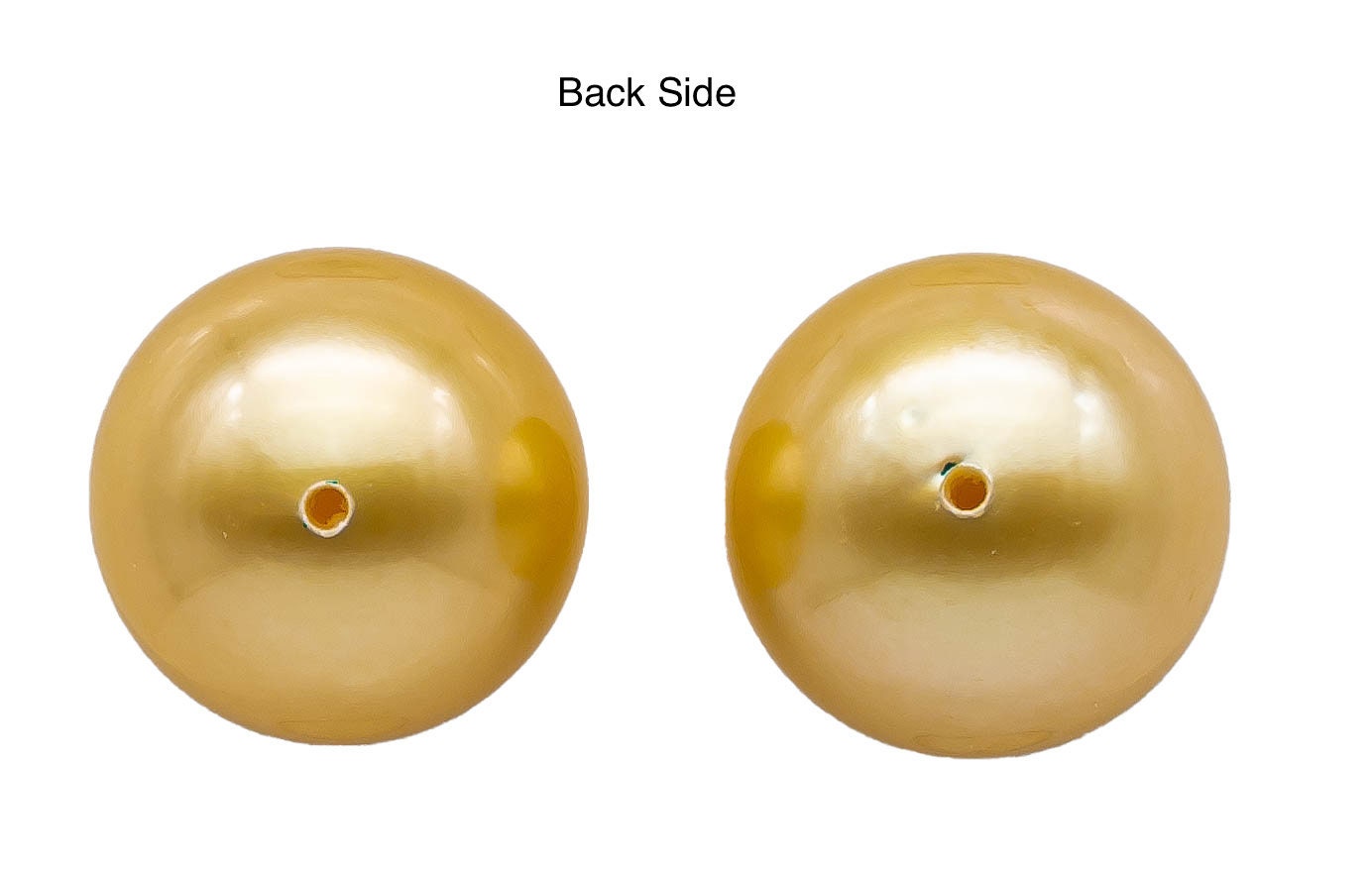 13mm Gold Southsea Pearl Round Pair for Making Earring Stud, AAA Quality Natural Color with High Luster and Clean Surface, SKU#1094GS
