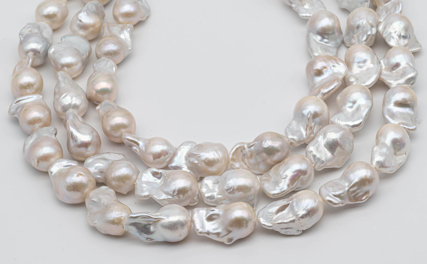 Baroque Pearls 12-14mm, Freshwater Pearls White, Small Flameball Pearls, One Piece or Full Strand, SKU # 1046BA