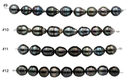 Baroque Tahitian Pearl Teardrops with High Luster and Blemishes, Natural Color Pearl Bead Strands in 4 inches, 10-11mm, SKU#1097TH