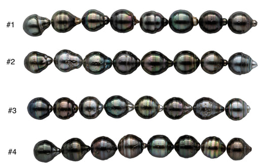 Baroque Tahitian Pearl Teardrops with High Luster and Blemishes, Natural Color Pearl Bead Strands in 4 inches, 10-11mm, SKU#1097TH