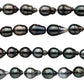 Light Color Tahitian Pearl Teardrops with Nice Luster and Blemishes, Dark Color Pearl Strands in 4 Inches Long, 10-11mm, SKU#1100TH