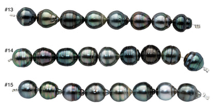 10mm Tahitian Pearl Near Round or Drops with Beautiful Luster and Blemishes, Natural Color Pearl Strand Beads in 4 Inches, SKU#1101TH