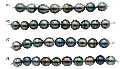 10mm Tahitian Pearl Near Round or Drops with Beautiful Luster and Blemishes, Natural Color Pearl Strand Beads in 4 Inches, SKU#1101TH