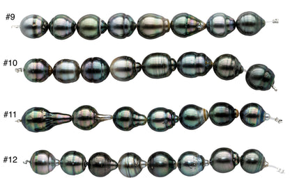 10mm Tahitian Pearl Near Round or Drops with Beautiful Luster and Blemishes, Natural Color Pearl Strand Beads in 4 Inches, SKU#1101TH