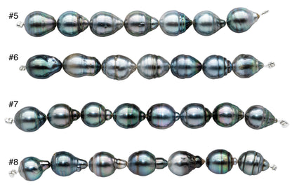 Silver Blue Tahitian Pearl Teardrops with Very Nice Luster and Blemishes, Natural Color Pearl Bead Strand 4 Inches Long, 10-11mm, SKU#1102TH