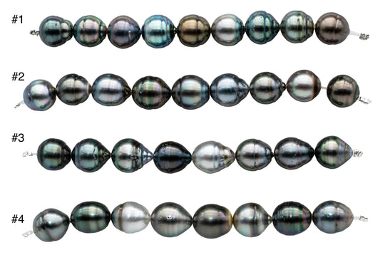 10mm Tahitian Pearl Near Round or Drops with Beautiful Luster and Blemishes, Natural Color Pearl Strand Beads in 4 Inches, SKU#1101TH