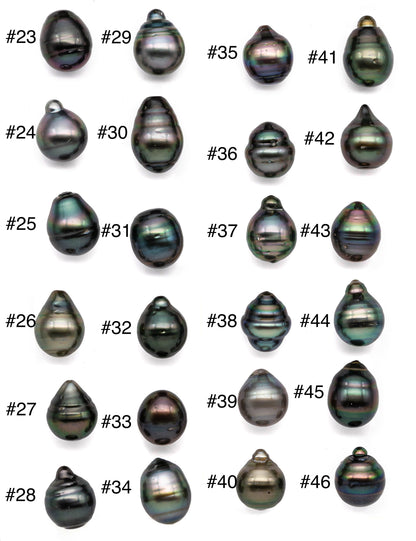 Single Tahitian Pearl Loose Tear drops Dark Color with High Luster and Blemishes, One Piece Undrilled Loose Pearls in 11-11.5mm, SKU# 1073TH