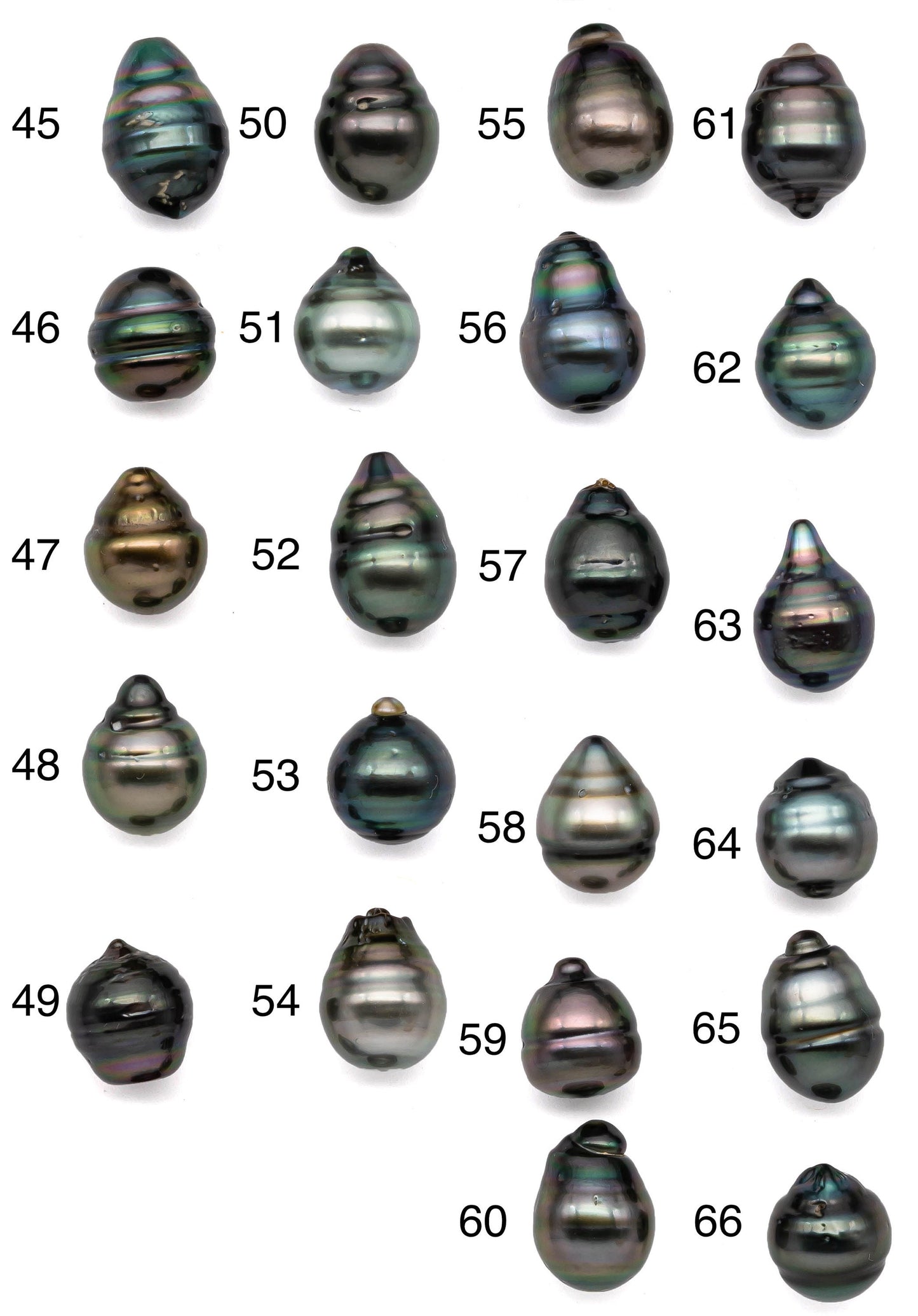 Single Black Tahitian Pearl Drops in Natural Color with High Luster and Blemishes, One Piece Undrilled Pearls, SKU# 1076TH