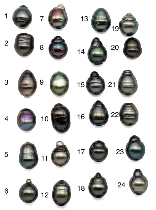 Single Black Tahitian Pearl Drops in Natural Color with High Luster and Blemishes, One Piece Undrilled Pearls, SKU# 1076TH