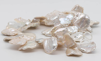 XL Cornflake Freshwater Pearl in White with Very Nice Luster and Quality,  Keshi Pearl Beads in Huge Size, 1 Pcs or Full Stand SKU#1088CF