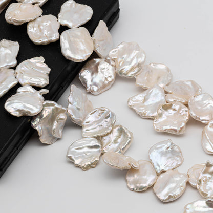 XL Cornflake Freshwater Pearl in White with Very Nice Luster and Quality,  Keshi Pearl Beads in Huge Size, 1 Pcs or Full Stand SKU#1088CF