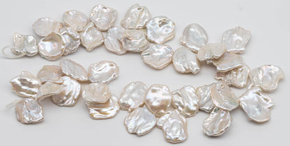 XL Cornflake Freshwater Pearl in White with Very Nice Luster and Quality,  Keshi Pearl Beads in Huge Size, 1 Pcs or Full Stand SKU#1088CF