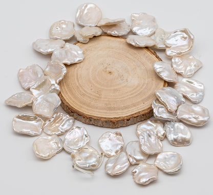 XL Cornflake Freshwater Pearl in White with Very Nice Luster and Quality,  Keshi Pearl Beads in Huge Size, 1 Pcs or Full Stand SKU#1088CF