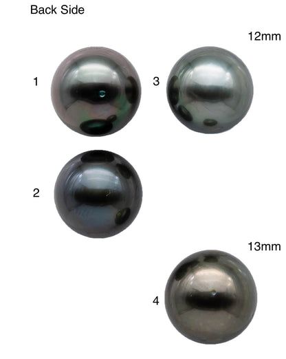 12-13mm Round Tahitian Pearl Single Piece Natural Color with Extremely Nice Luster, AAA Quality Front Side Smooth and Clean, SKU#1092TH
