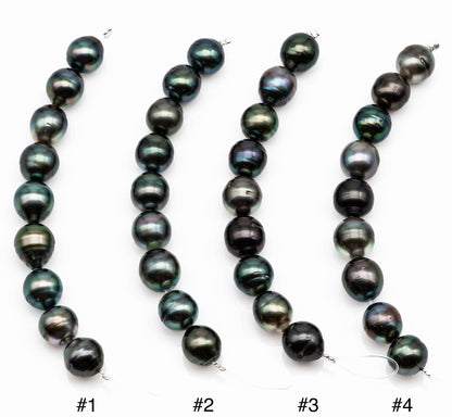 10-11mm Tahitian Pearl Near Round with Extremely Nice Luster and Blemishes, Natural Color Pearl Bead on 4 Inches Strand, SKU#1095TH