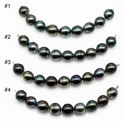 10-11mm Tahitian Pearl Near Round with Extremely Nice Luster and Blemishes, Natural Color Pearl Bead on 4 Inches Strand, SKU#1095TH