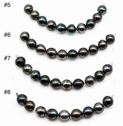 10-11mm Tahitian Pearl Near Round with Extremely Nice Luster and Blemishes, Natural Color Pearl Bead on 4 Inches Strand, SKU#1095TH