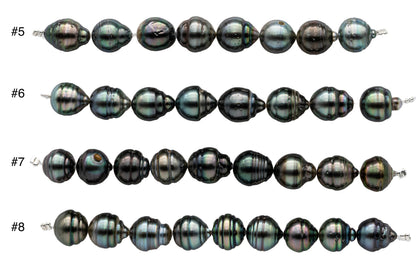 Baroque Tahitian Pearl Teardrops with High Luster and Blemishes, Natural Color Pearl Bead Strands in 4 inches, 10-11mm, SKU#1097TH