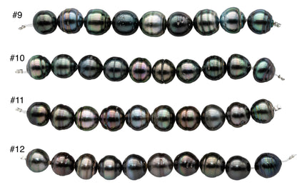 Tahitian Pearl Drops or Near Round in Natural Color Dark Light Pearl Bead Strands in 4 inches, Nice Luster and Blemishes 10-11mm SKU#1098TH