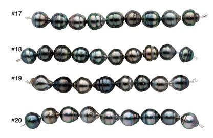 Tahitian Pearl Drops or Near Round in Natural Color Dark Light Pearl Bead Strands in 4 inches, Nice Luster and Blemishes 10-11mm SKU#1098TH
