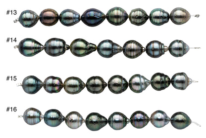 Tahitian Pearl Drops or Near Round in Natural Color Dark Light Pearl Bead Strands in 4 inches, Nice Luster and Blemishes 10-11mm SKU#1098TH