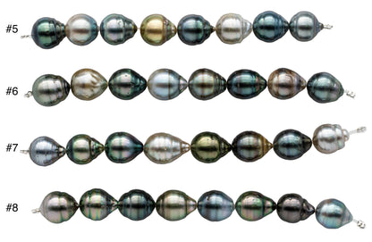 Rainbow Tahitian Pearl Teardrops or Near Round with Beautiful Luster and Blemishes, Natural Multi-Color  Strand 4 Inch, 10-11mm, SKU#1103TH