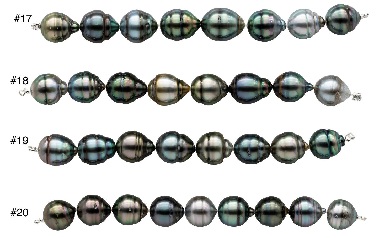 Rainbow Tahitian Pearl Teardrops or Near Round with Beautiful Luster and Blemishes, Natural Multi-Color  Strand 4 Inch, 10-11mm, SKU#1103TH