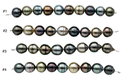 Rainbow Tahitian Pearl Teardrops or Near Round with Beautiful Luster and Blemishes, Natural Multi-Color  Strand 4 Inch, 10-11mm, SKU#1103TH