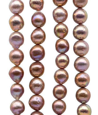 10-13mm Edison Pearls Lavender Near Round or Drops with Extremely Nice Luster, Natural Freshwater Pearl Bead Color, Full Strand, SKU# 1111ED