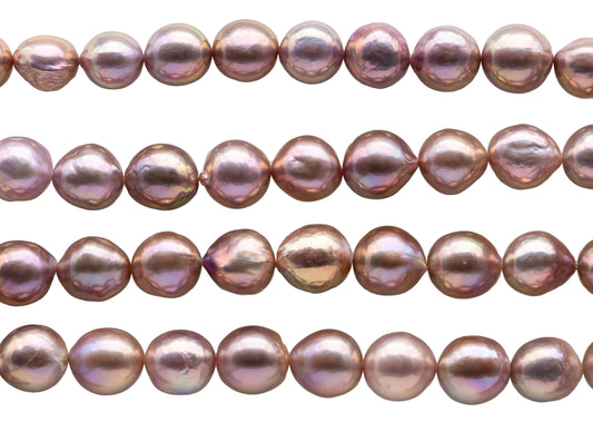 10-13mm Edison Pearls Lavender Near Round or Drops with Extremely Nice Luster, Natural Freshwater Pearl Bead Color, Full Strand, SKU# 1111ED