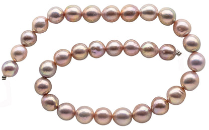 Edison Pearl Pink Near Round or Drop with Very Nice Luster, Freshwater Pearl Bead Full Strand for Jewelry Making, 10-13mm, SKU# 1112ED