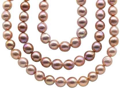 Edison Pearl Pink Near Round or Drop with Very Nice Luster, Freshwater Pearl Bead Full Strand for Jewelry Making, 10-13mm, SKU# 1112ED