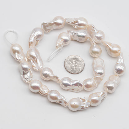 Small Baroque Pearl Beads in White Freshwater Pearls with High Luster and Genuine Pearl, Rare Finding in 10-12mm in Full Strand, SKU# 1113BA