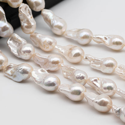 10-12mm Baroque Pearl Small Size Elongate Flameball Pearl Beads with Beautiful Luster, Difficult to Find Pieces, Full Strand, SKU# 1114BA