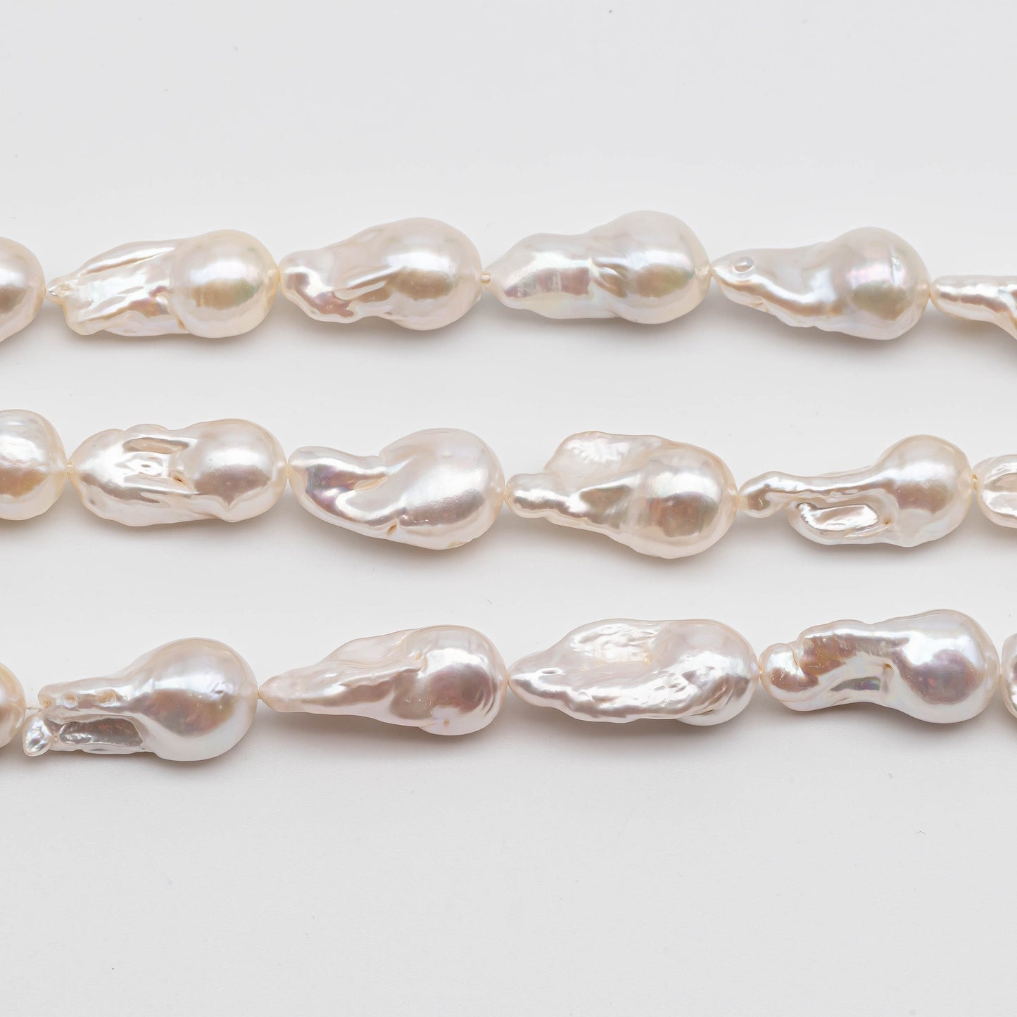 10-12mm Baroque Pearl Small Size Elongate Flameball Pearl Beads with Beautiful Luster, Difficult to Find Pieces, Full Strand, SKU# 1114BA