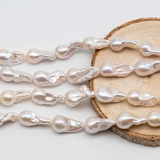 10-12mm Baroque Pearl Small Size Elongate Flameball Pearl Beads with Beautiful Luster, Difficult to Find Pieces, Full Strand, SKU# 1114BA
