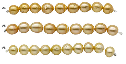 Golden Southsea Pearl Tear Drops in Natural Color with Nice Luster and Blemishes in 4 Inches Strand for Jewelry Making, 10-11mm, SKU#1107GS
